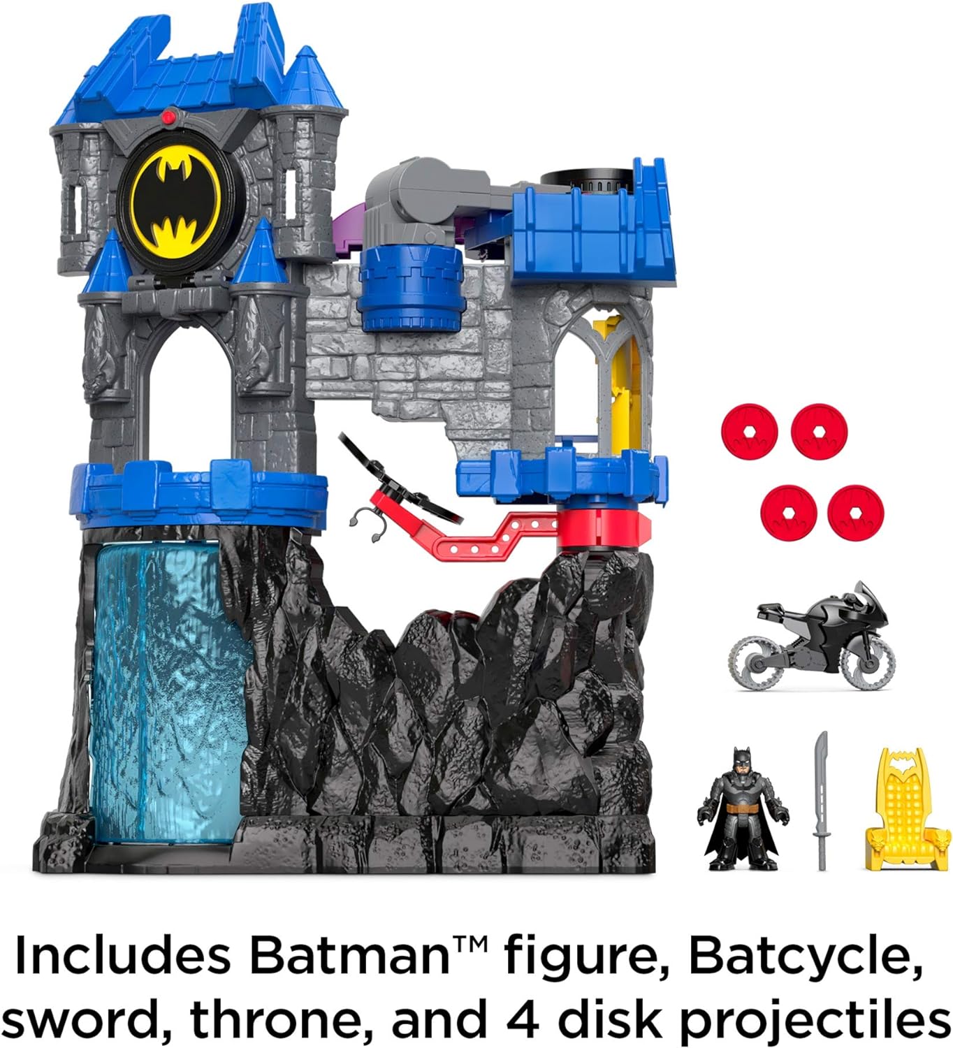 Fisher-Price Imaginext DC Super Friends - Juego de baticueva de Wayne Manor con figura de Batman y accesorios