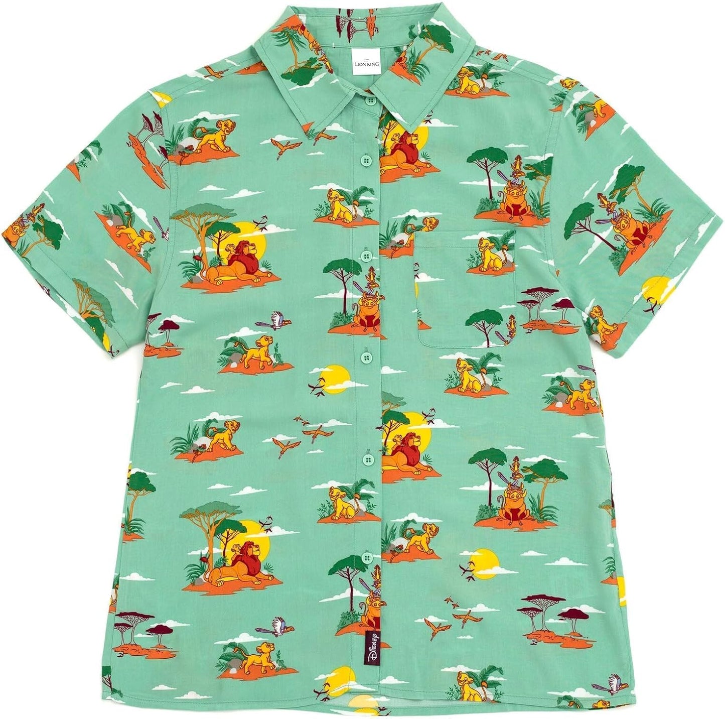 Camisa hawaiana con botones de Simba Nala Timon Pumbaa Mufasa Zazu