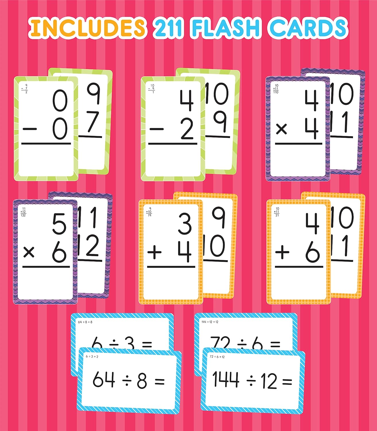 Paquete de 4 tarjetas didácticas de matemáticas