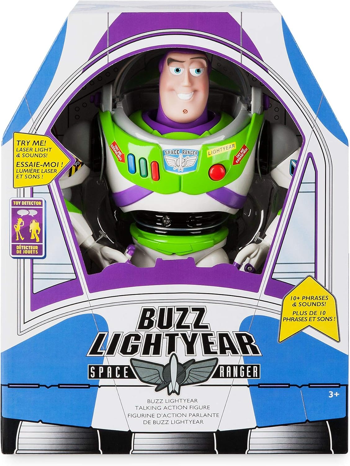 Disney Store Figura de acción interactiva oficial de Buzz Lightyear de Toy Story, cuenta con más de 10 frases