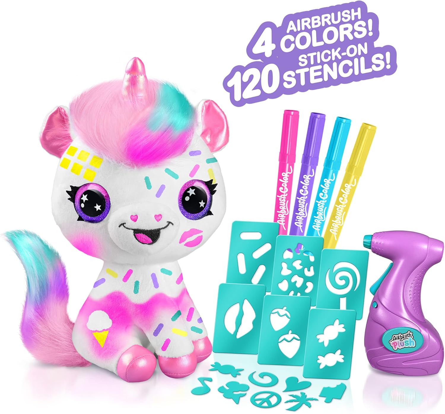 Canal Toys Personaliza el unicornio rosa grande de peluche con aerógrafo. Decora, lava, repite.