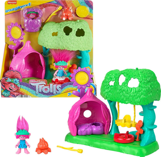 Fisher-Price Imaginext DreamWorks Trolls Toys Flower Fun - Juego de campamento con figura de amapola