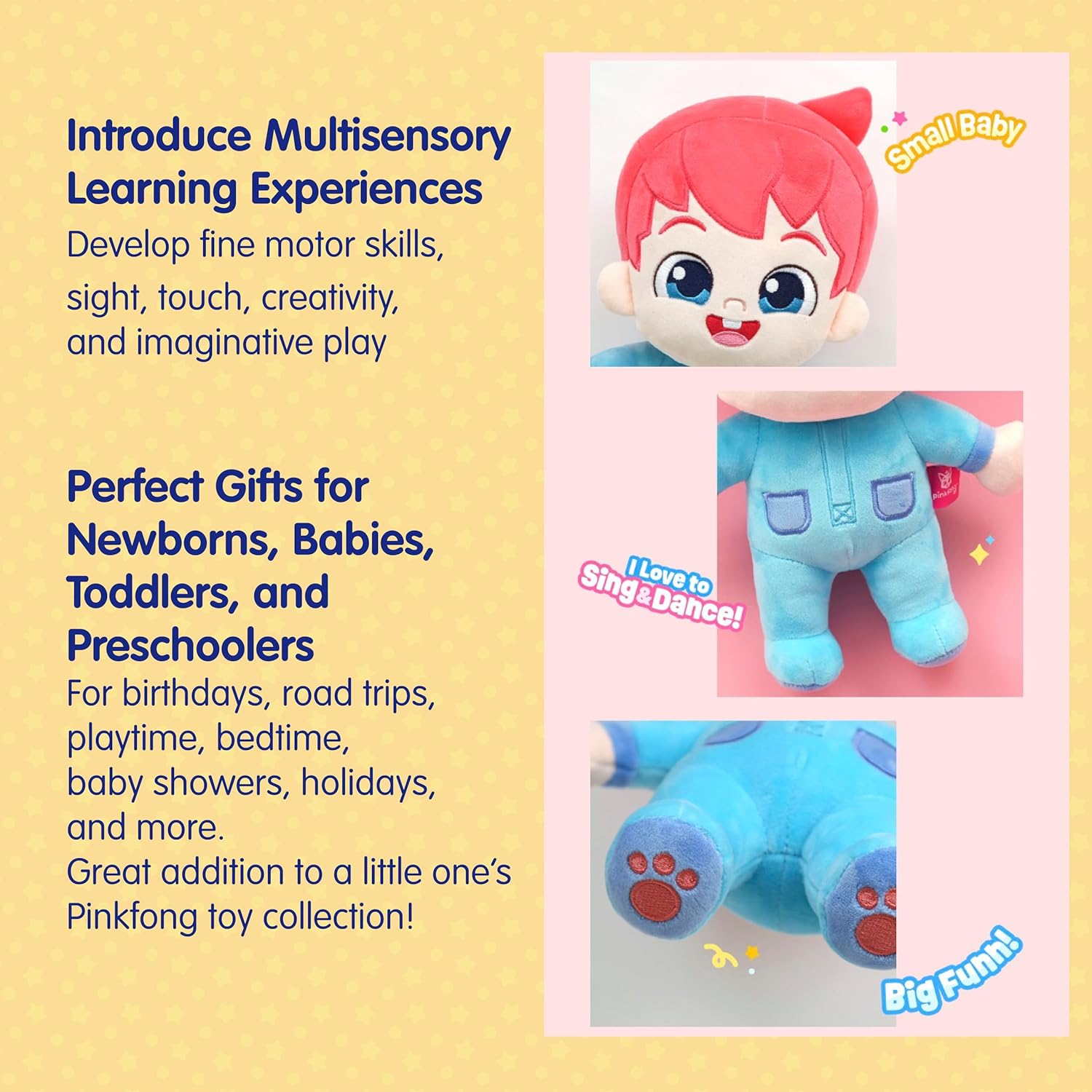 Pinkfong Peluche oficial de Bebefinn: muñeca interactiva de peluche Juguete Baby Shark