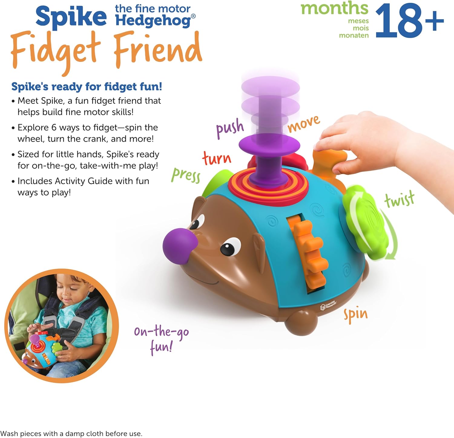 Spike the Fine Motor Hedgehog Fidget Friend -Ages 18+ Months Fine Motor and Sensory Play Toy,Educational Toys for Toddlers, Toddler Montessori Toys