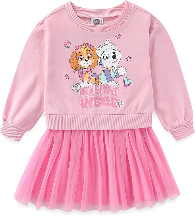 Paw Patrol Nickelodeon Skye and Everest - Vestido de tul de manga larga