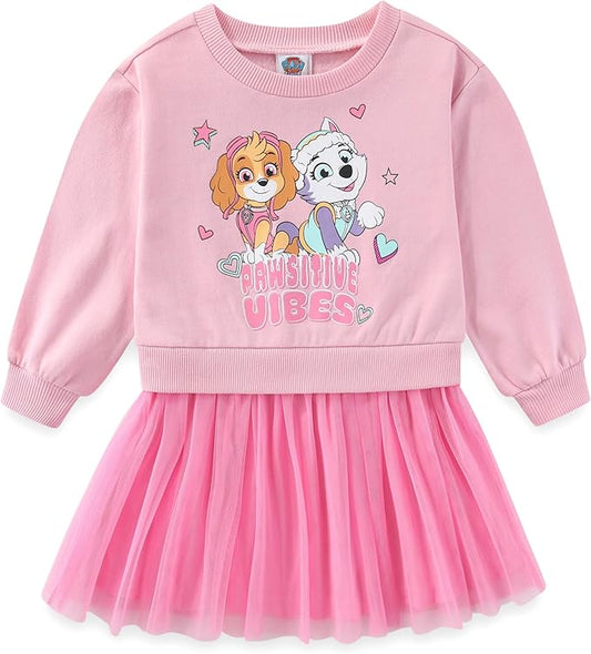 Paw Patrol Nickelodeon Skye and Everest - Vestido de tul de manga larga