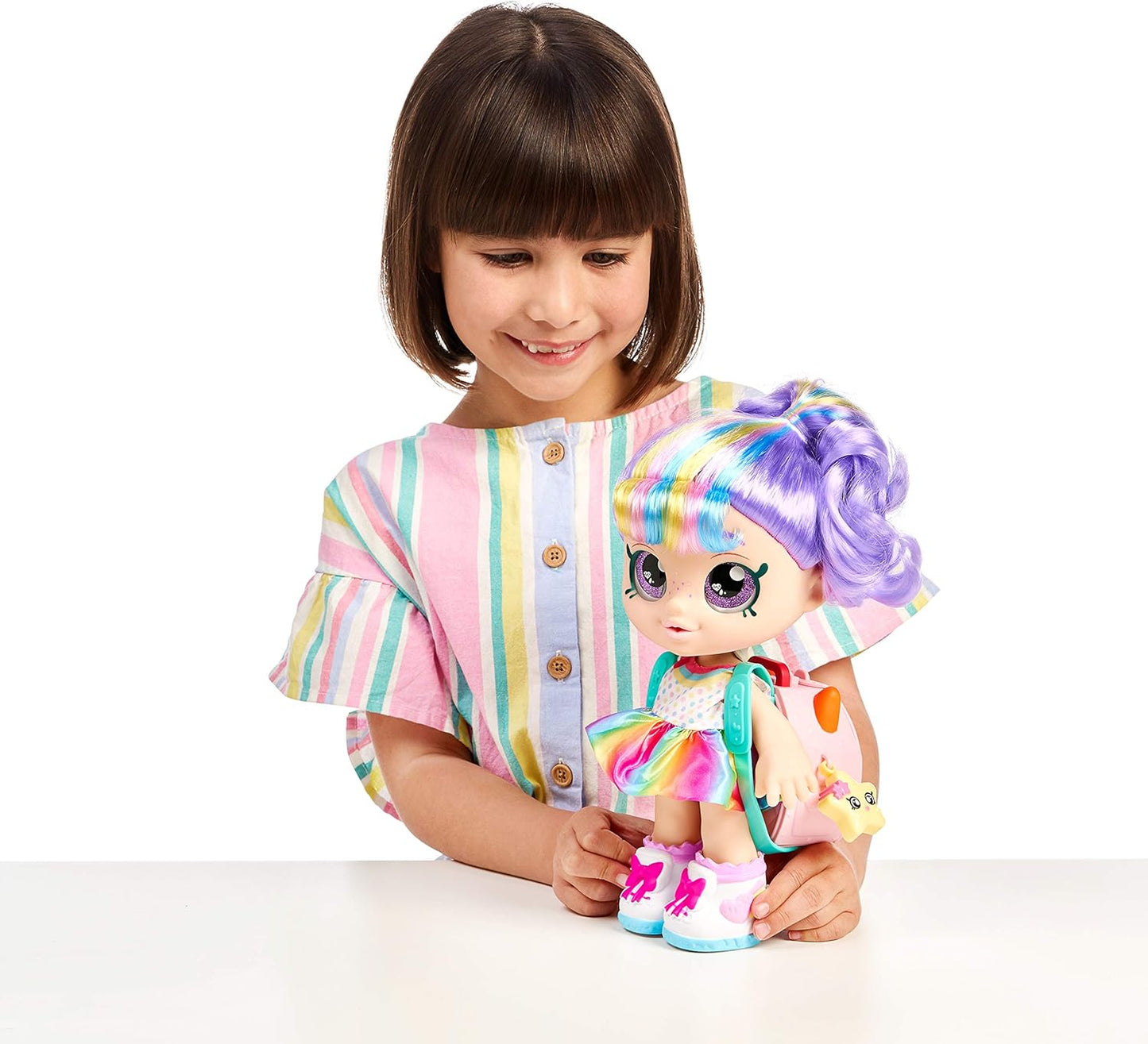 Kindi Kids Snack Time Friends - Muñeca de juguete de preescolar, Rainbow Kate