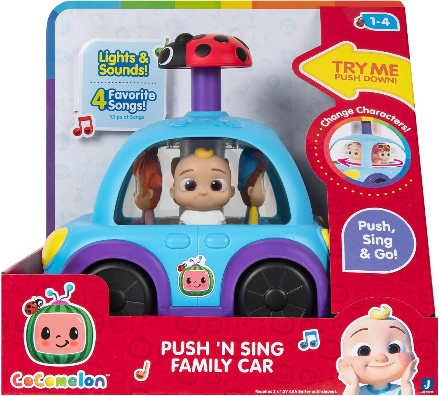 CoComelon Push 'N Sing - Coche familiar interactivo musical iluminado