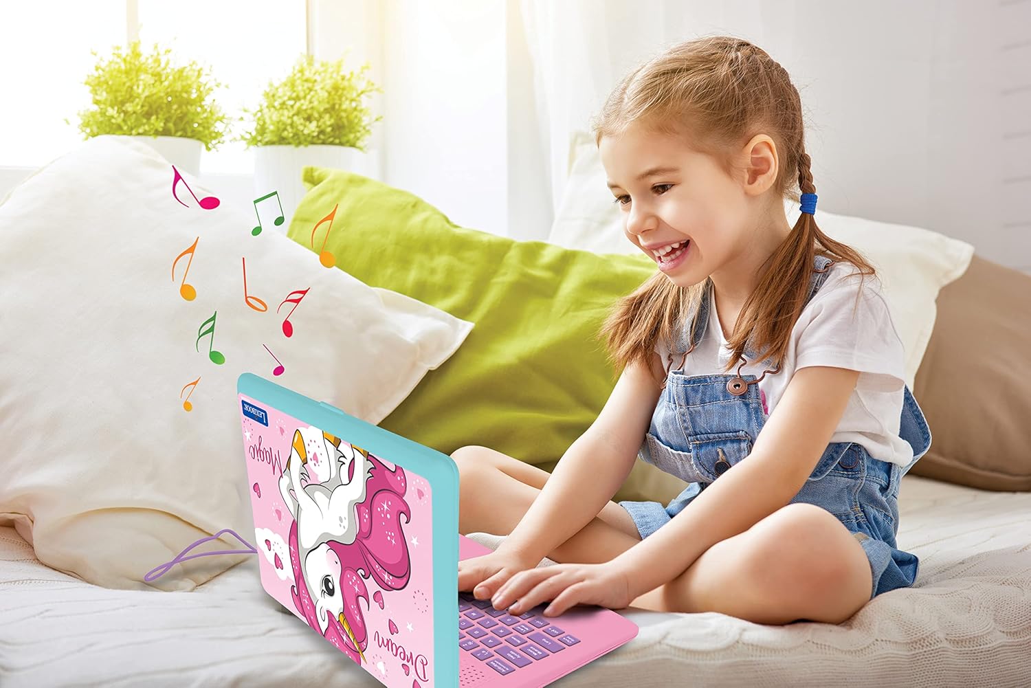 LEXiBOOK - Unicornio Educativo y Bilingüe Portátil Español/Inglés 