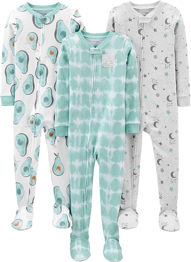 Pijama de algodón sin pies y ajustado, paquete de 3, de Simple Joys by Carter's Kids