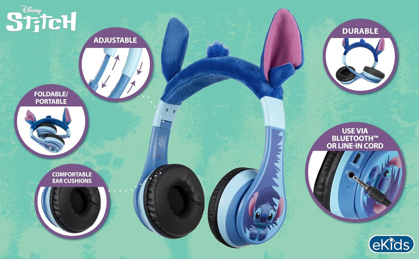 Disney Stitch - Auriculares Bluetooth inalámbricos