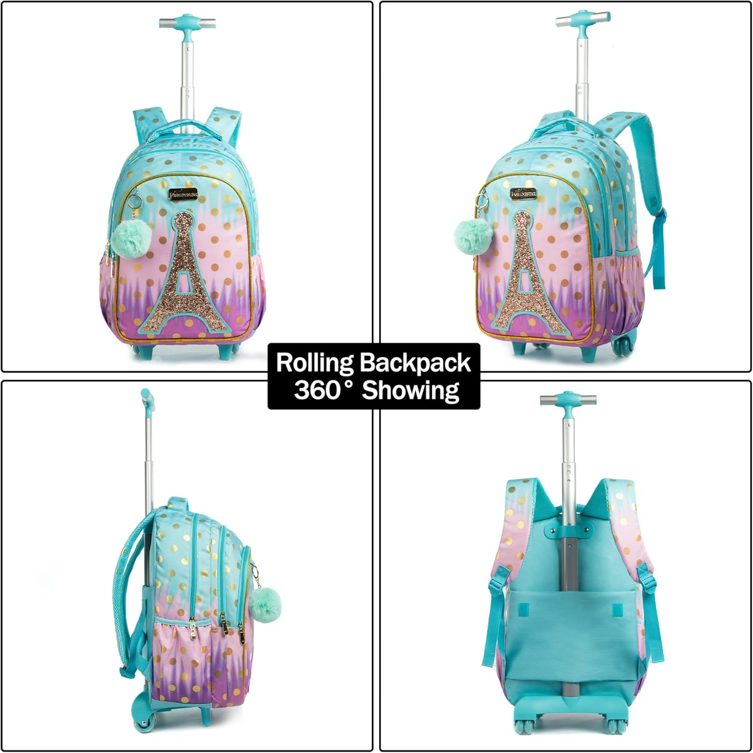 Mochila con ruedas de 18 pulgadas (Kit de mochila, lonchera y cartuchera) 