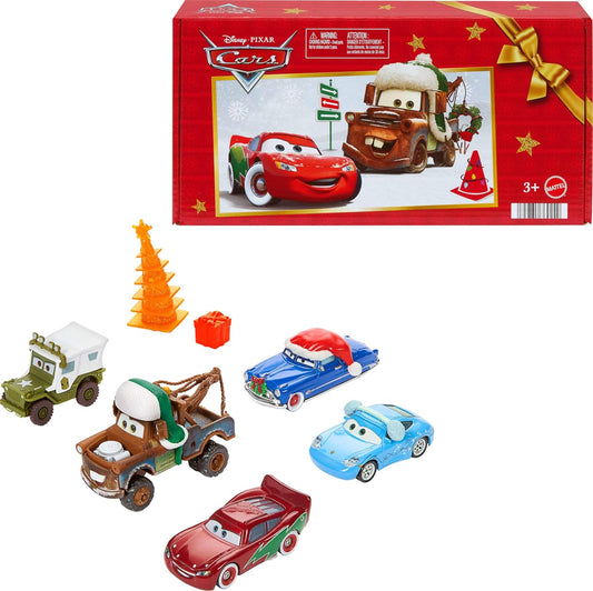 Mattel Disney y Pixar Cars - Paquete múltiple de 5 vehículos con temática de invierno
