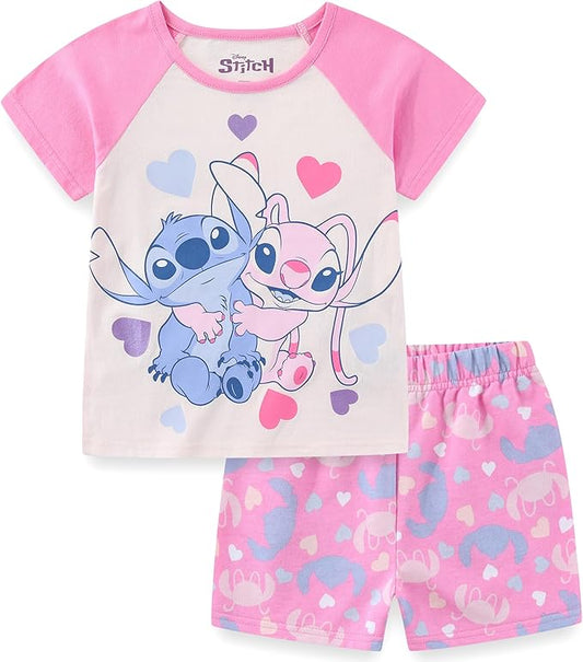 Disney Stitch Conjunto de camiseta de manga corta y pantalones cortos de rizo