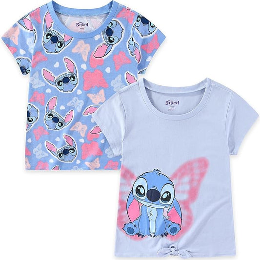 Disney Stitch Camiseta de manga corta para niñas grandes (2 unidades)