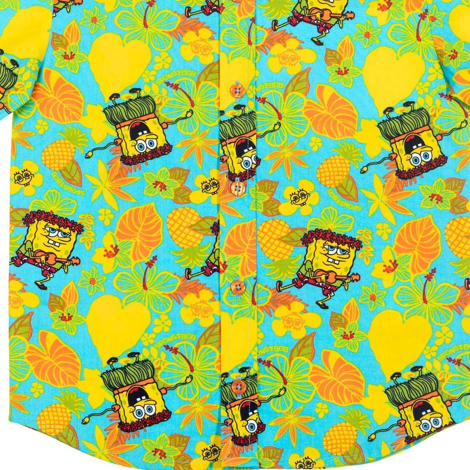 Bob Esponja Camisa hawaiana de manga corta con botones para niños