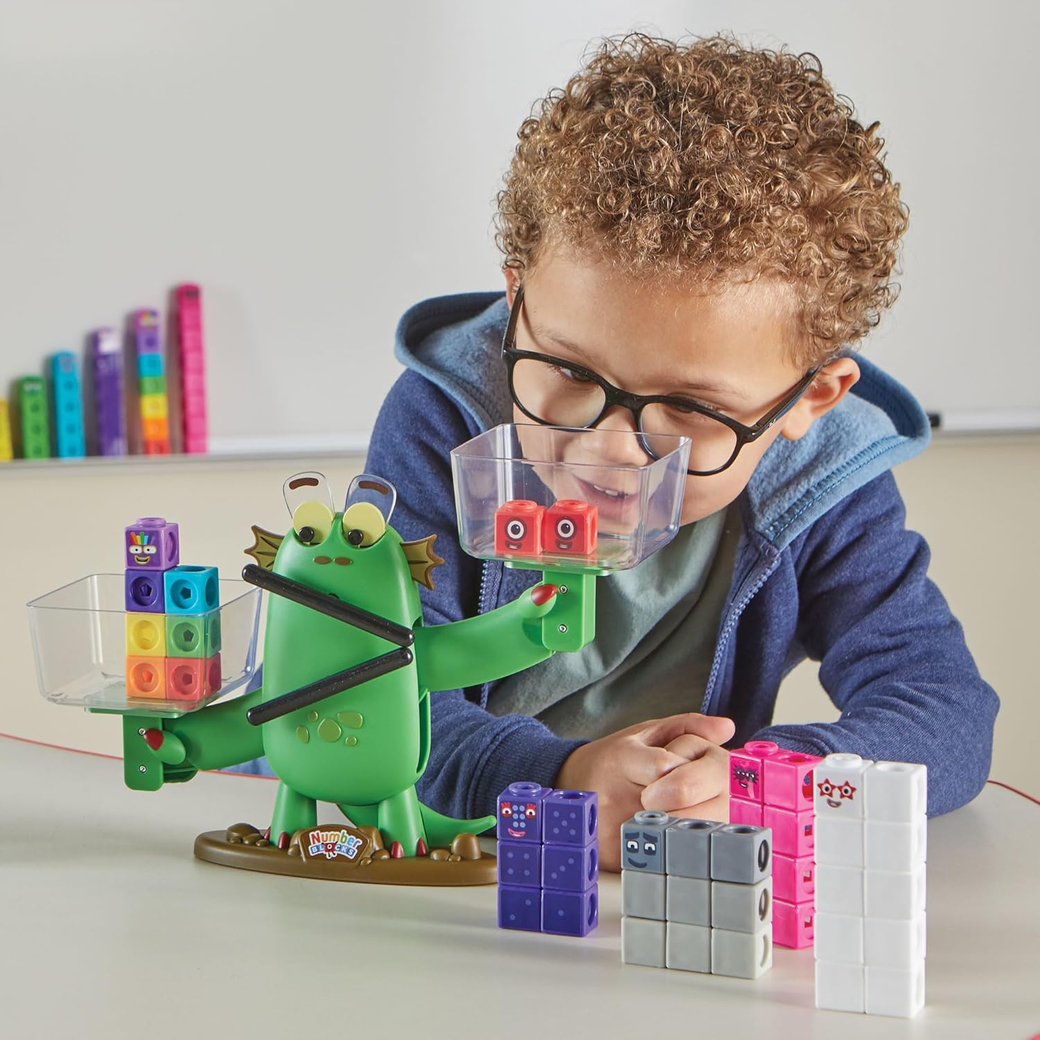 Juego de actividades de equilibrio, 61 cubos MathLink, escala de equilibrio para niños, juguetes de aprendizaje de matemáticas de suma y resta, juguetes de conteo