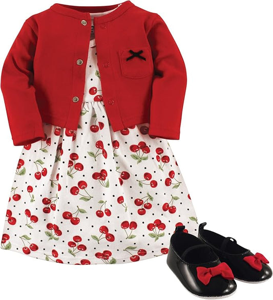 Hudson Baby Conjunto de vestido, cárdigan y zapatos