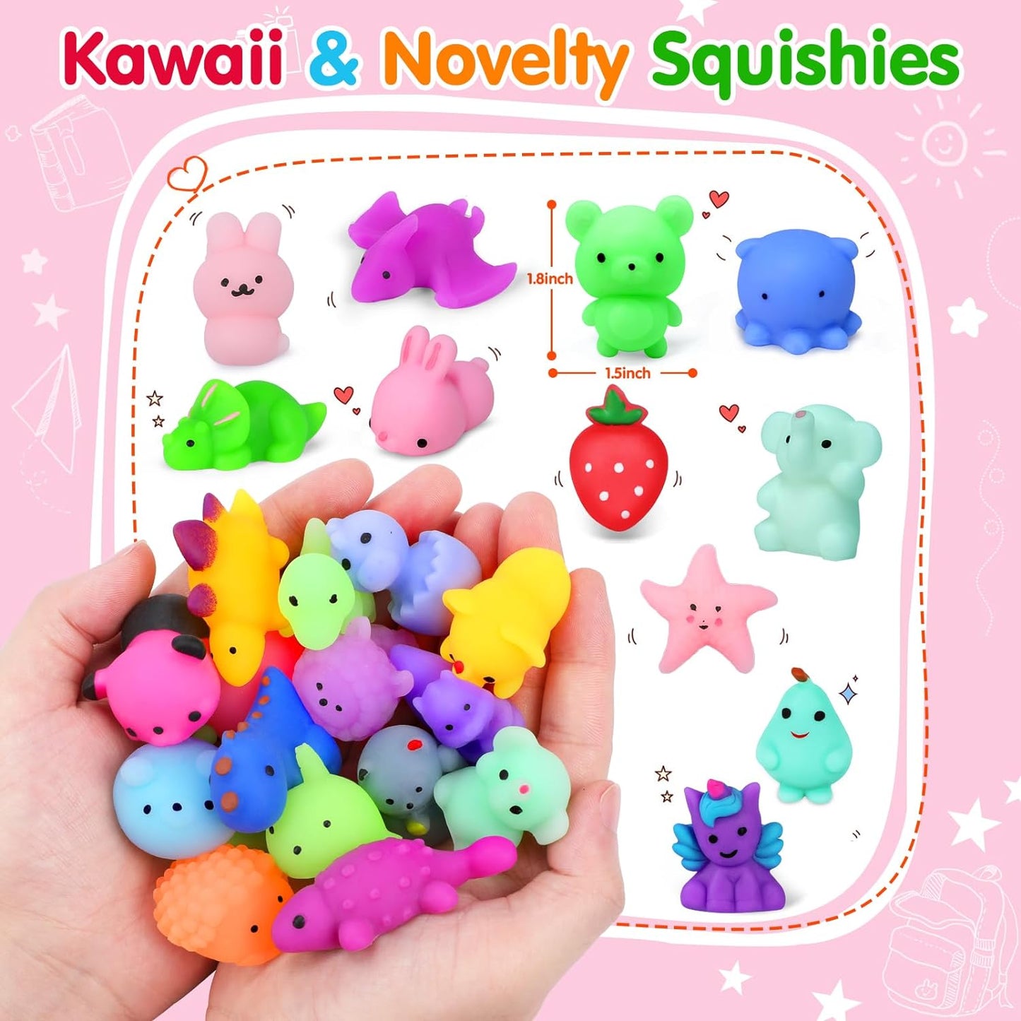 130 juguetes esponjosos Mochi, animales kawaii, regalos de fiesta para niños, juguete para aliviar el estrés