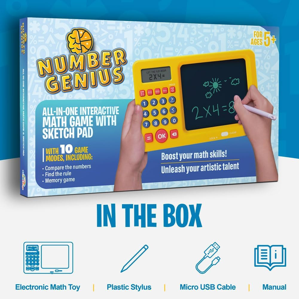 Juego electrónico interactivo de matemáticas con bloc de bocetos, juegos educativos de aprendizaje de matemáticas para niños: suma, resta, multiplicación, división