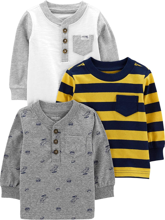 Simple Joys by Carter's - Paquete de 3 camisas de manga larga