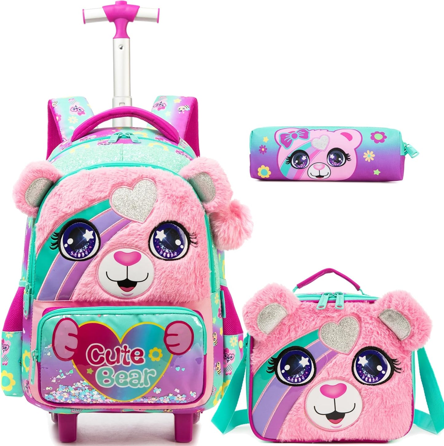 Set de Mochila con rueda 16.5 pulgadas, 3 piezas