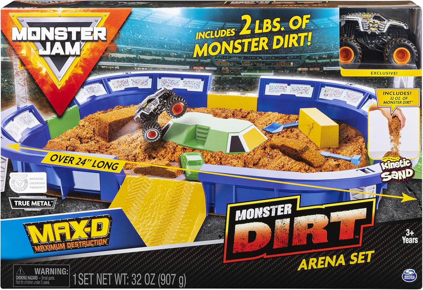 Monster Jam, Monster Dirt Arena - Juego de 24 pulgadas con 2 libras de Monster Dirt 