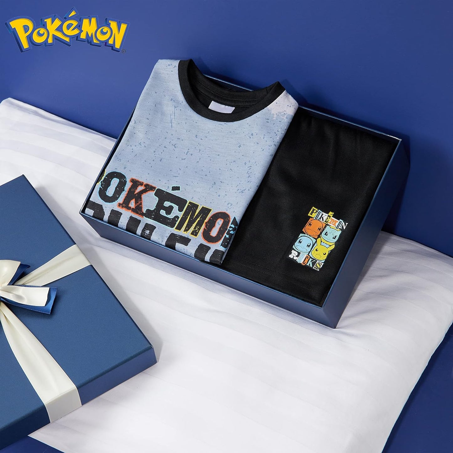 Pokemon Pijamas para niños y adolescentes, camiseta y pantalones cortos