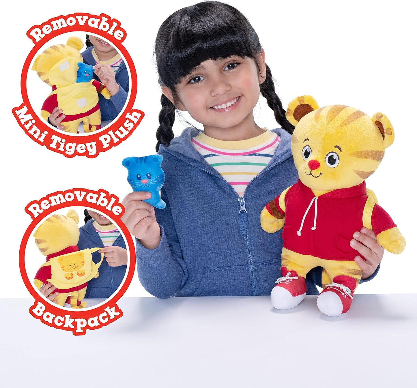 Daniel Tiger's Neighborhood Peluche de Daniel Tiger de regreso a la escuela con Tigey y mochila con música, sonidos y frases