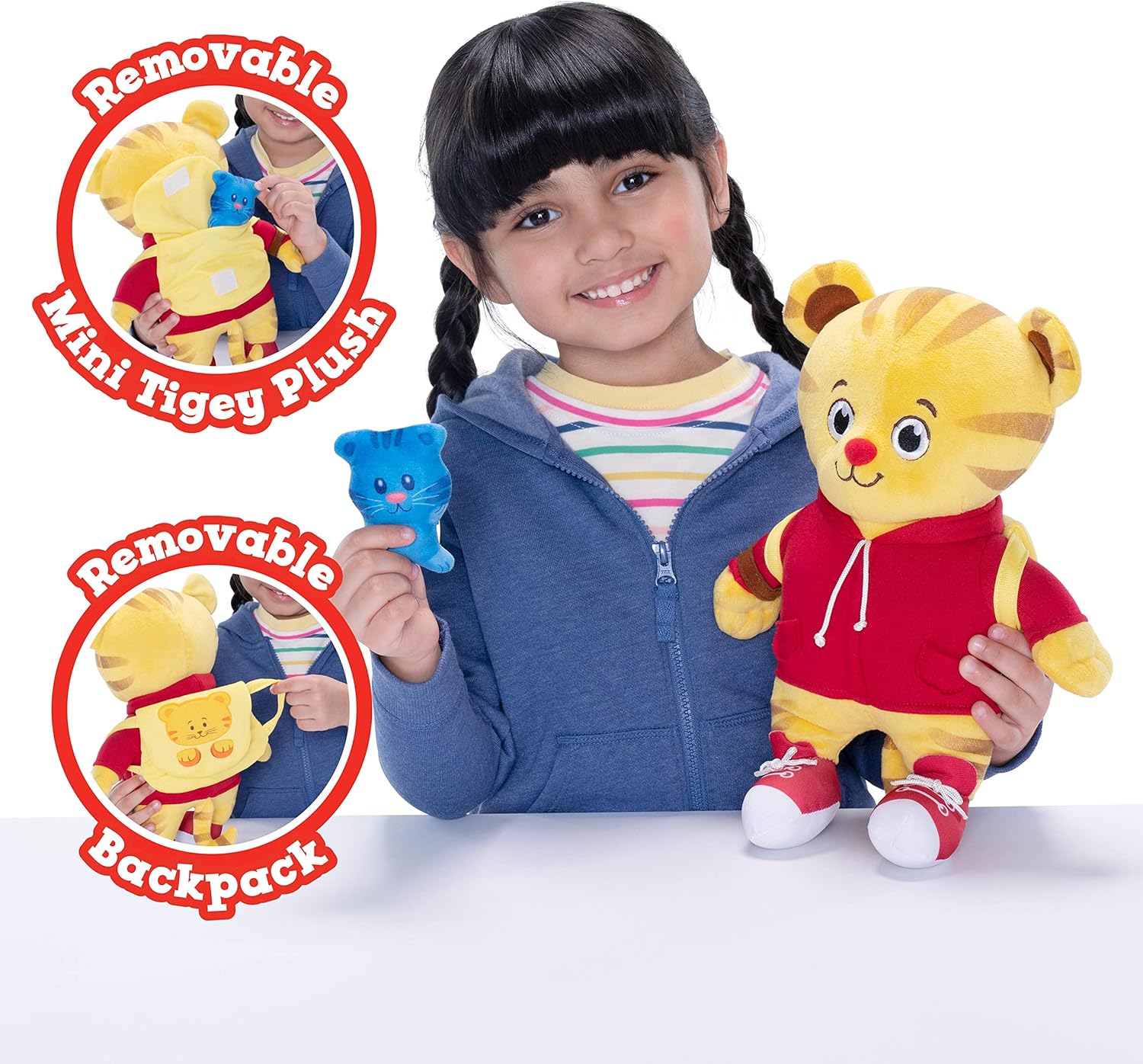 Daniel Tiger's Neighborhood Peluche de Daniel Tiger de regreso a la escuela con Tigey y mochila con música, sonidos y frases