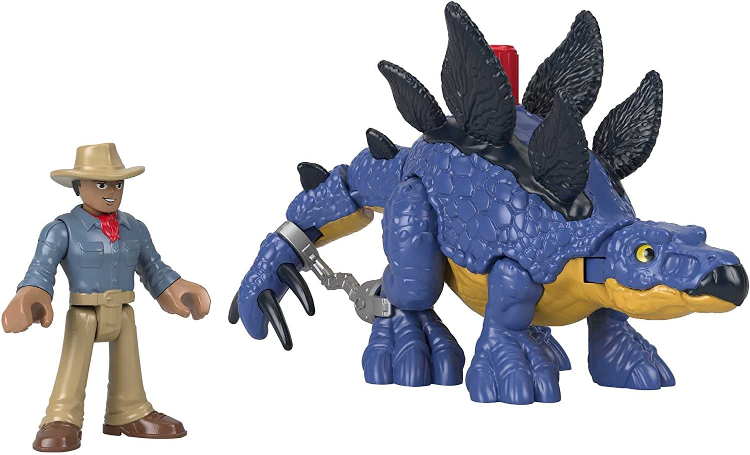 Fisher-Price Imaginext Jurassic World - Juego de figuras de dinosaurio de Estegosaurio y Dr. Alan Grant