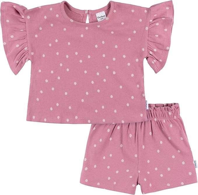 Gerber Conjunto de camisa y pantalones cortos para bebé niña