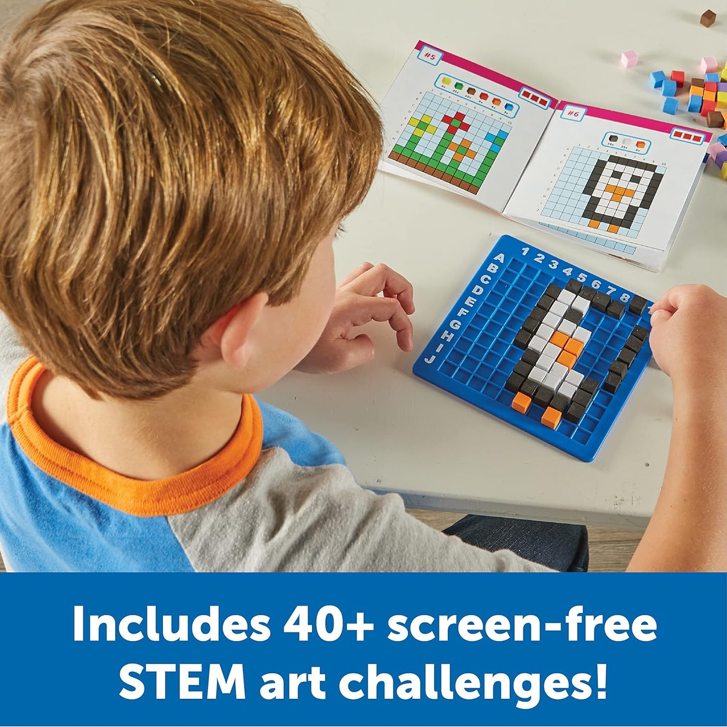 Learning Resources STEM Explorers Pixel Art Challenge, 402 piezas, a partir de 5 años, juguetes STEM para niños, conceptos básicos de codificación para niños