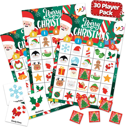 Juego de bingo navideño, 30 jugadores