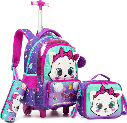 Set de Mochila con rueda 16.5 pulgadas, 3 piezas