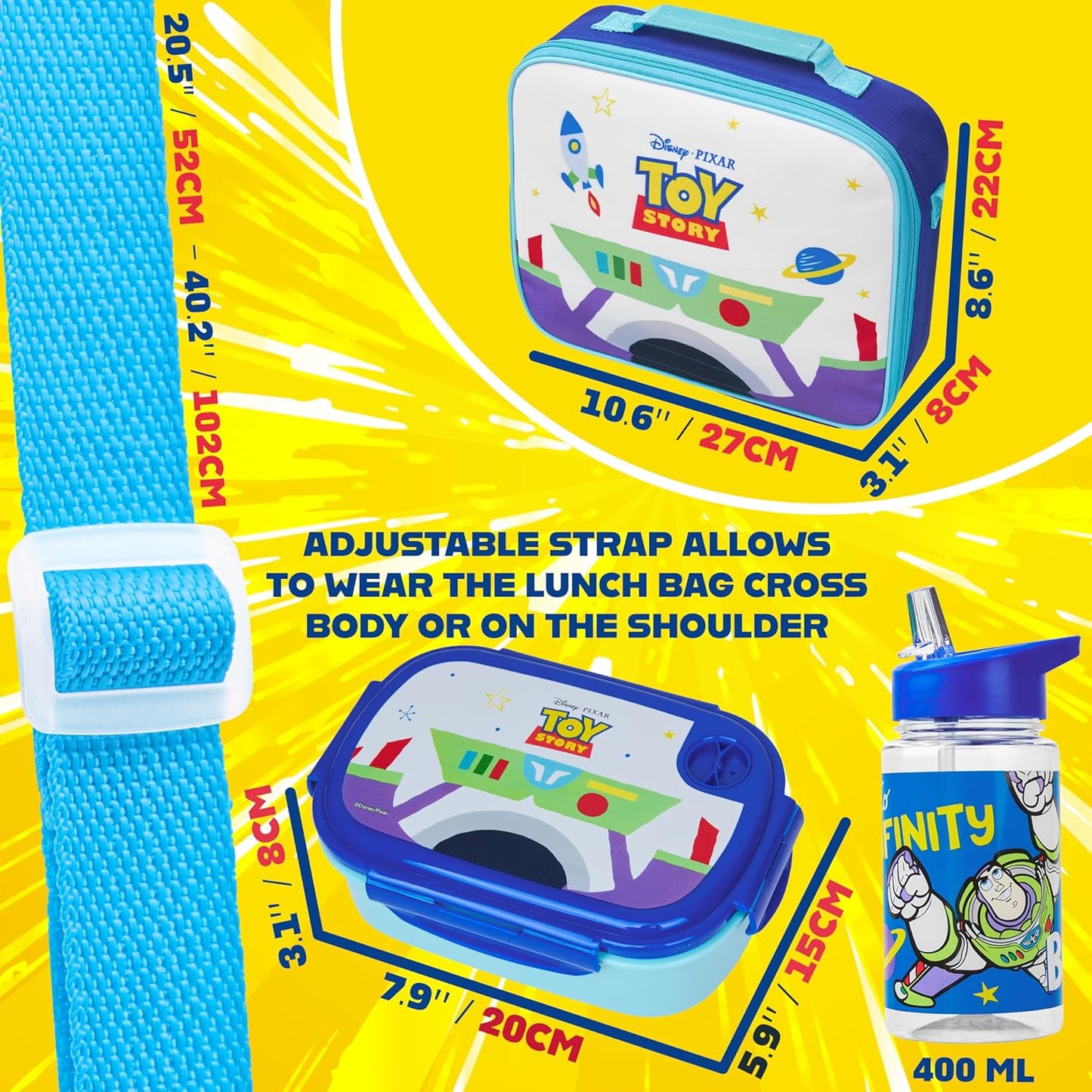 Juego combinado lonchera + botella + caja de aperitivos