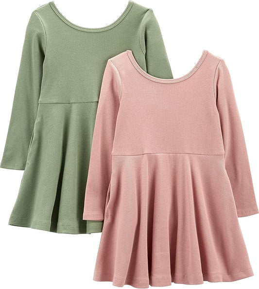 Vestidos de canalé elásticos Carter's (paquete de 2)