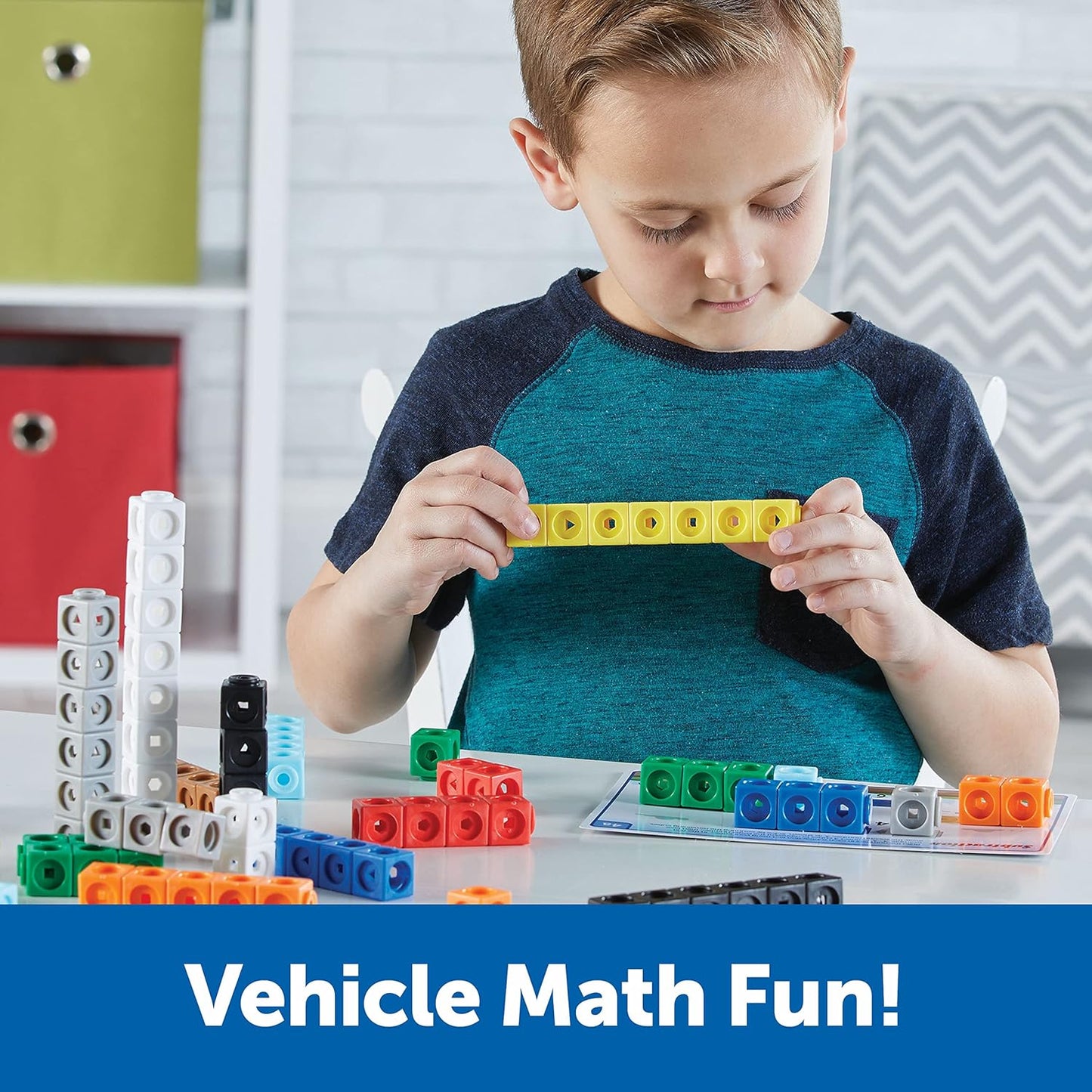 Mathlink Cubes Kindergarten Math Activity Set: Mathmobiles! 115 Pieces, Ages 5+ Kindergarten STEM Activities, Math Activity Set and Games for Kids