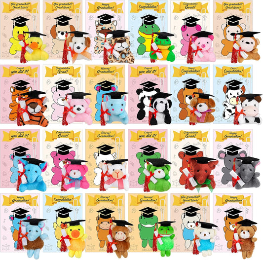 Juego de 24 mini animales de peluche de graduación