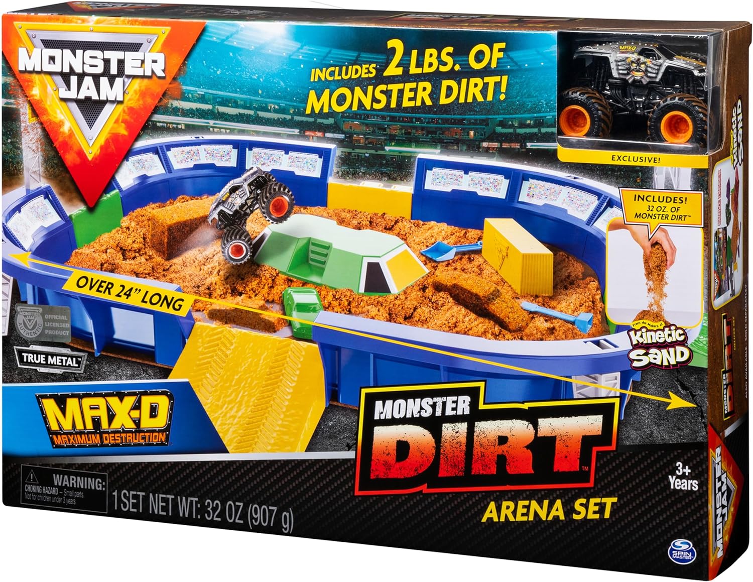 Monster Jam, Monster Dirt Arena - Juego de 24 pulgadas con 2 libras de Monster Dirt 