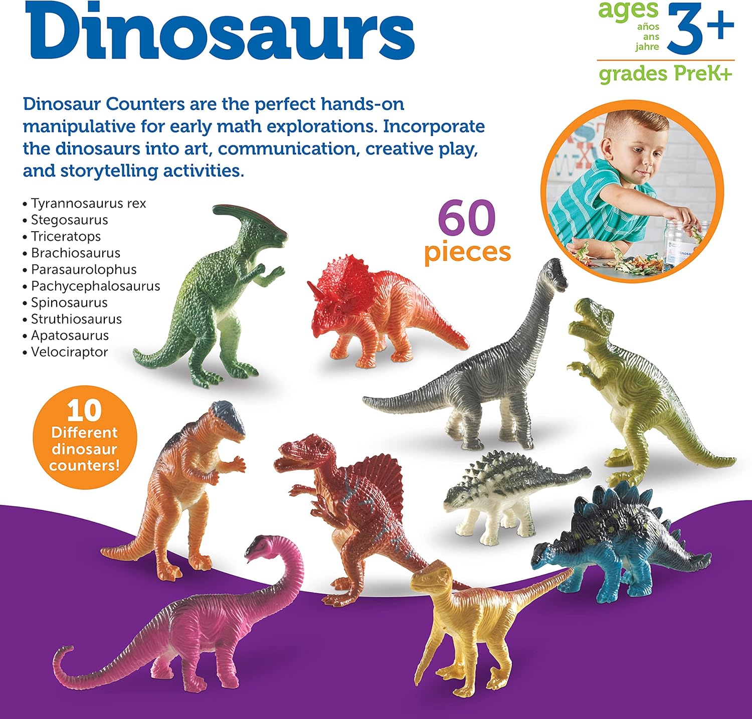 Learning Resources - Juego de 60 figuras Dinosaurios 