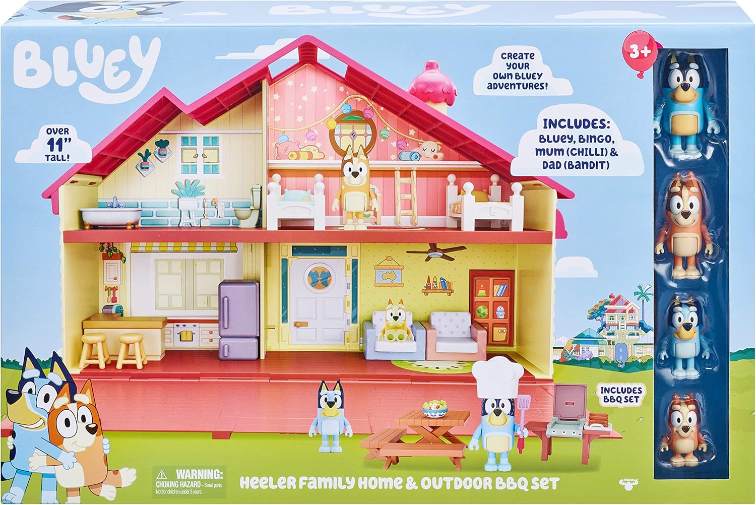 Bluey Mega Bundle Home, juego de asador y 4 figuras