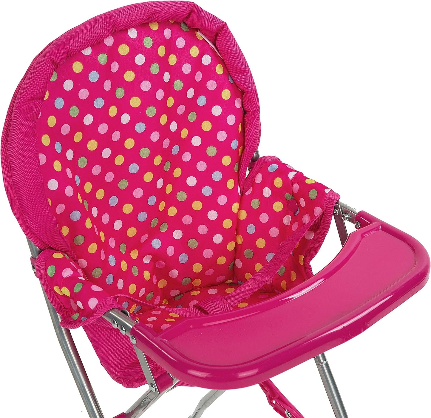 Silla alta de juego de simulación, se adapta a muñecas de bebé de hasta 18 pulgadas