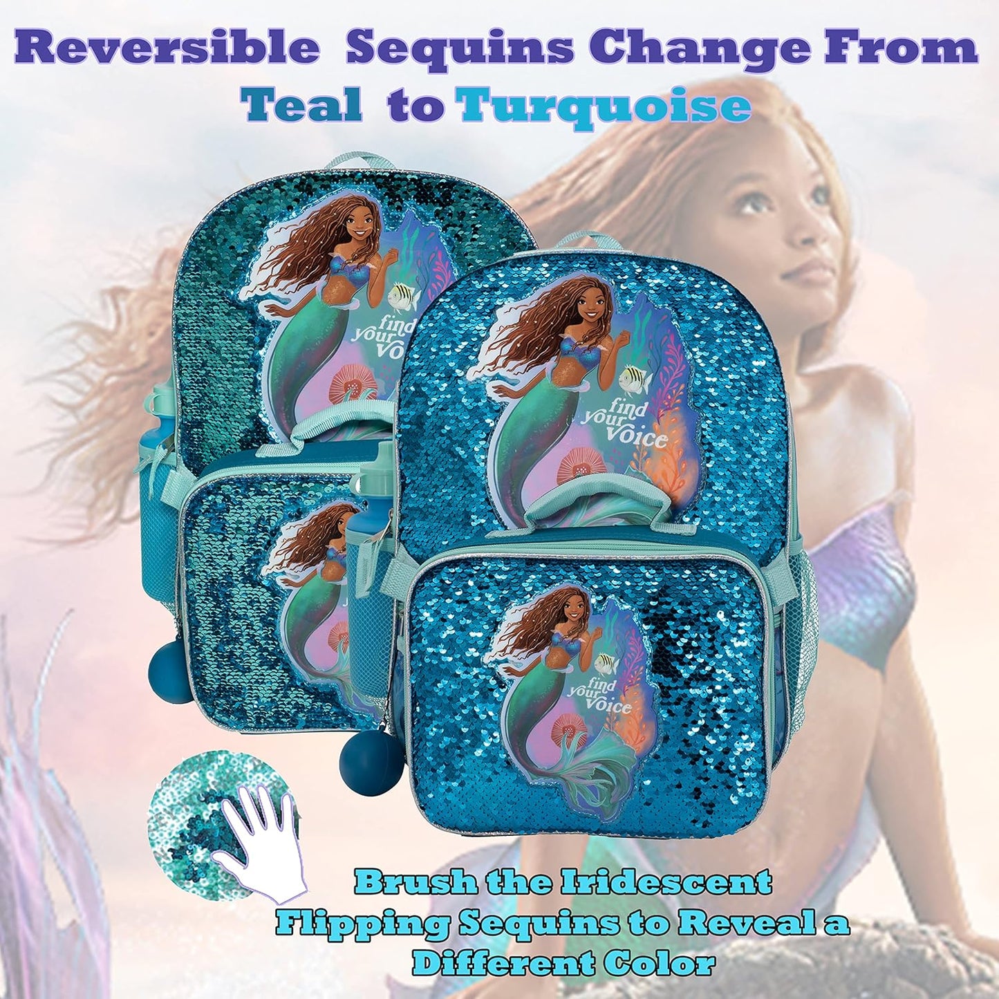 Disney The Little Mermaid Movie - Juego de mochila de 4 piezas  16 pulgadas