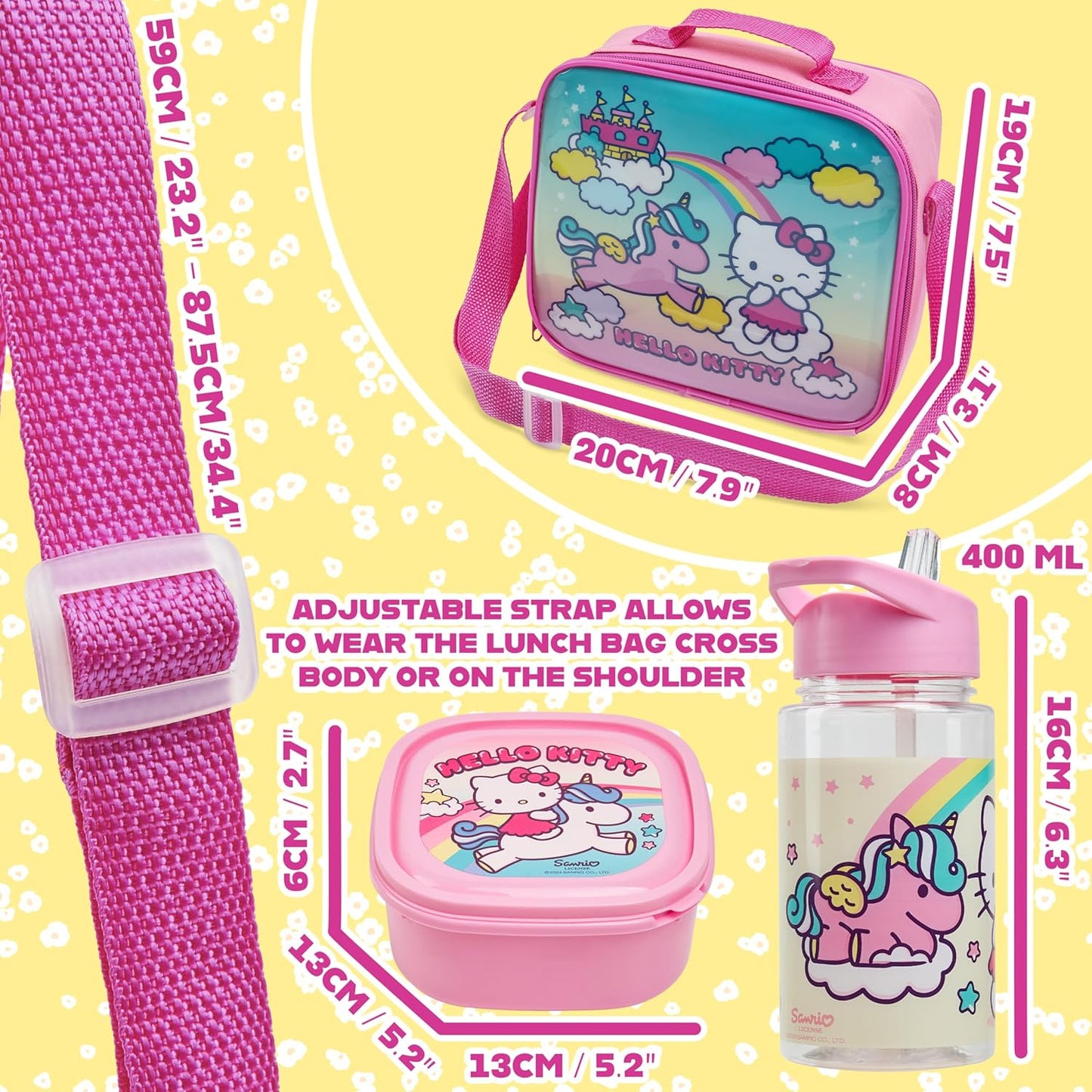 Juego combinado lonchera + botella + caja de aperitivos