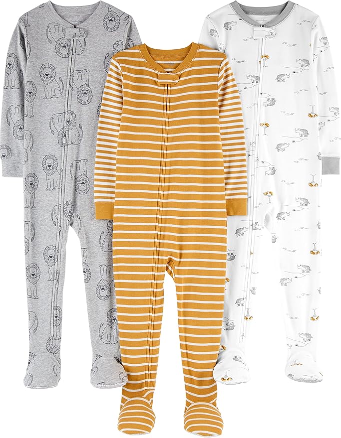 Pijama de algodón sin pies y ajustado, paquete de 3, de Simple Joys by Carter's Kids