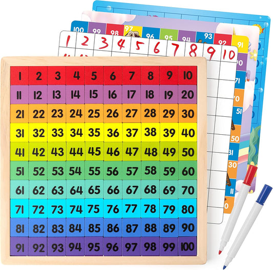 Tablero de madera de matemáticas de 1 a 100