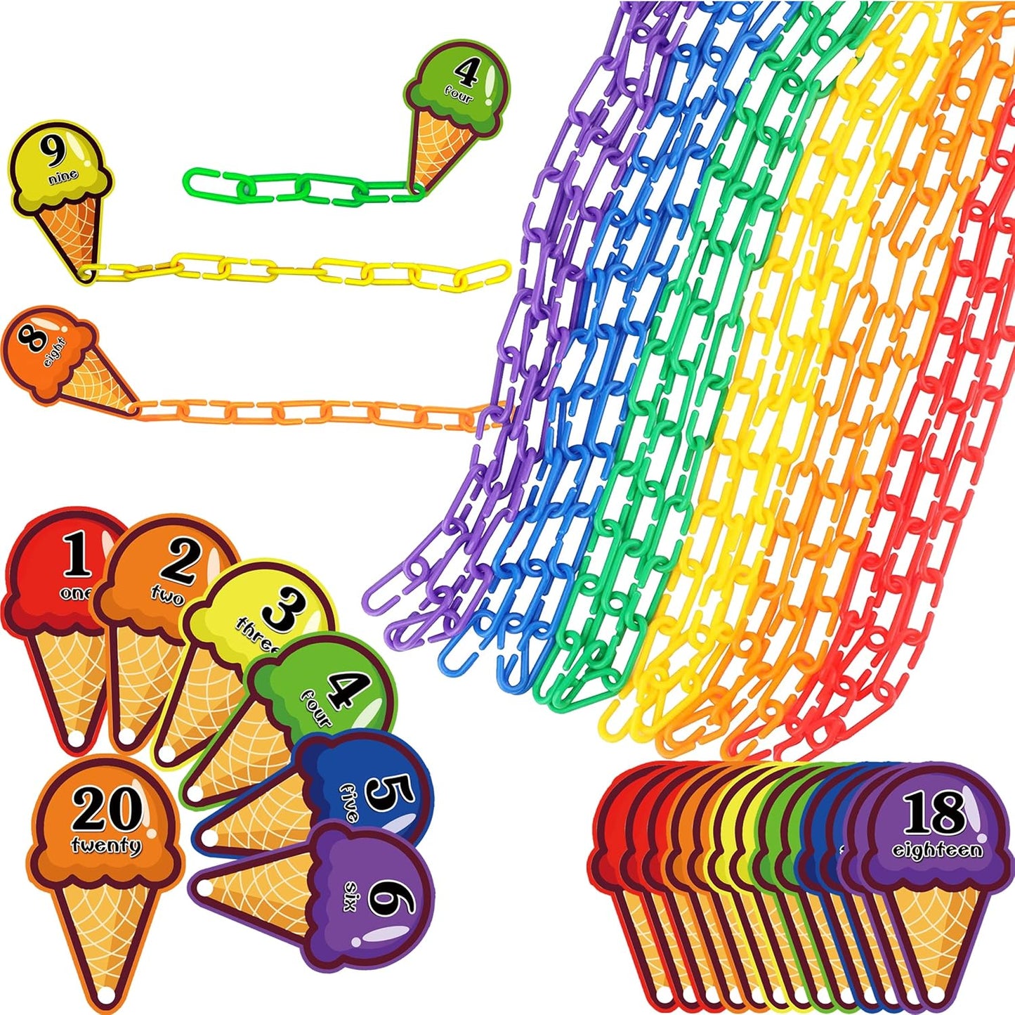 Manipulativos matemáticos de eslabones de cadena