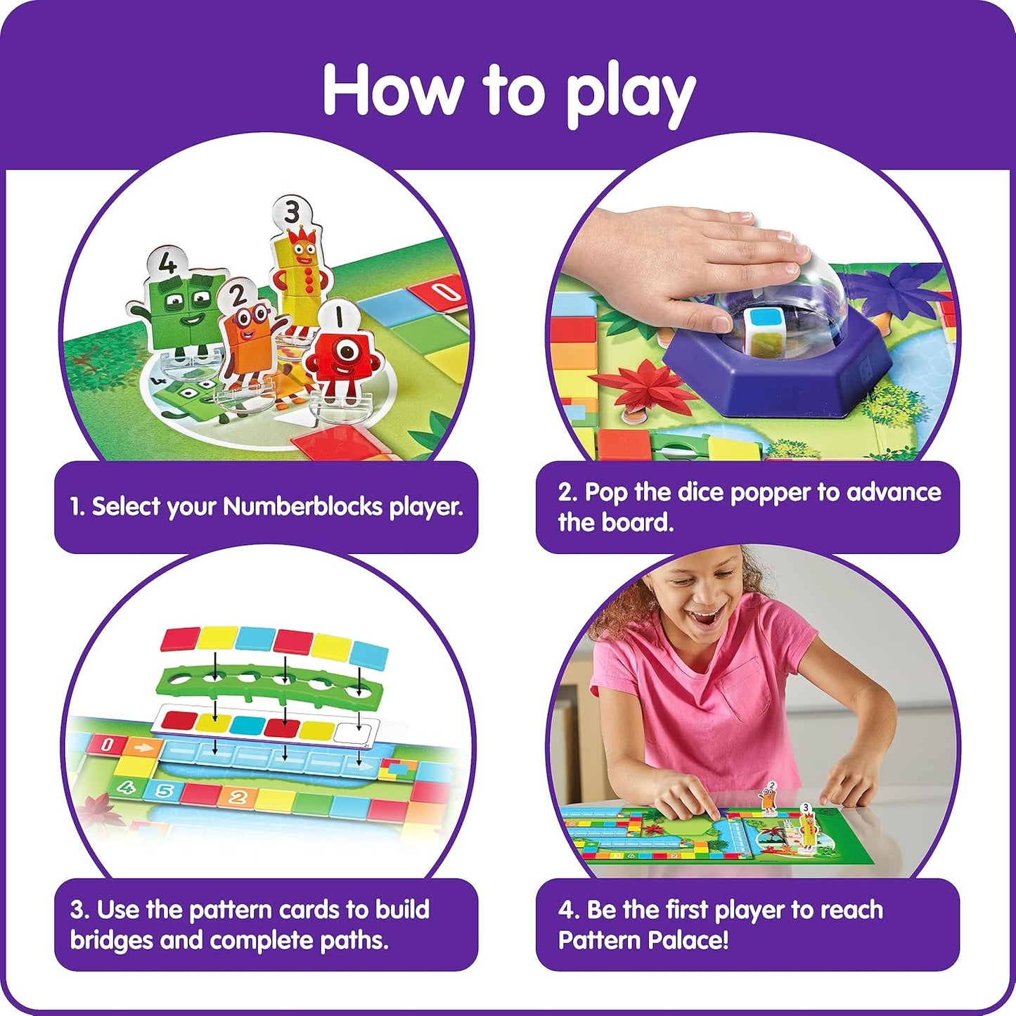 hand2mind Numberblocks Race to Pattern Palace! Juego de mesa