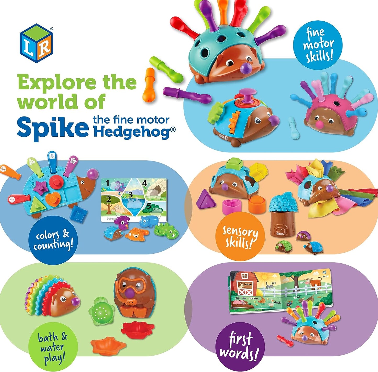 Spike the Fine Motor Hedgehog Fidget Friend -Ages 18+ Months Fine Motor and Sensory Play Toy,Educational Toys for Toddlers, Toddler Montessori Toys